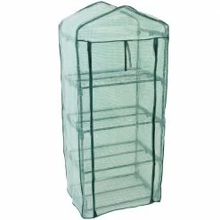 Sunnydaze Decor Sunnydaze 2 ft. 3 in. x 1 ft. 7 in. x 5 ft. 2.5 in. Portable 4-Tier Mini Greenhouse for Outdoors - Green -Sunnydaze Decor Sales sunnydaze decor portable greenhouses hgh 949 fa 1000