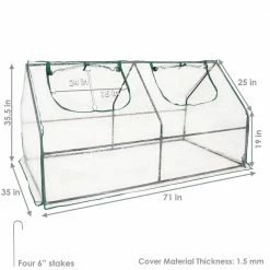 Sunnydaze Decor Sunnydaze 5 ft. 11 in. x 2 ft. 11 in. x 2 ft. 11.5 in. Portable Mini Cloche Greenhouse with Zippered Doors - Clear -Sunnydaze Decor Sales sunnydaze decor portable greenhouses hgh 956 44 1000