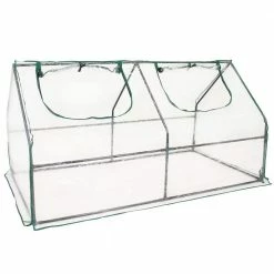 Sunnydaze Decor Sunnydaze 5 ft. 11 in. x 2 ft. 11 in. x 2 ft. 11.5 in. Portable Mini Cloche Greenhouse with Zippered Doors - Clear