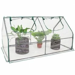 Sunnydaze Decor Sunnydaze 5 ft. 11 in. x 2 ft. 11 in. x 2 ft. 11.5 in. Portable Mini Cloche Greenhouse with Zippered Doors - Clear -Sunnydaze Decor Sales sunnydaze decor portable greenhouses hgh 956 76 1000