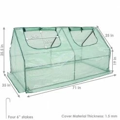 Sunnydaze Decor Sunnydaze 5 ft./11 in. x 2 ft./11 in. x 2 ft./11.5 in. Green Portable Mini Cloche Greenhouse with Zippered Doors 14 Sunnydaze Decor Sunnydaze 5 ft./11 in. x 2 ft./11 in. x 2 ft./11.5 in. Green Portable Mini Cloche Greenhouse with Zippered Doors -Sunnydaze Decor Sales sunnydaze decor portable greenhouses hgh 963 44 1000