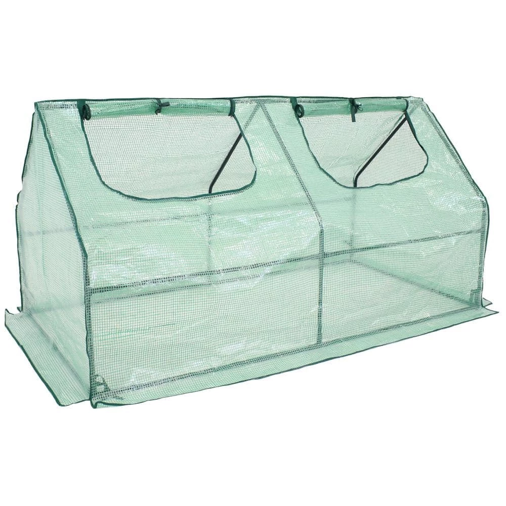Sunnydaze Decor Sunnydaze 5 ft./11 in. x 2 ft./11 in. x 2 ft./11.5 in. Green Portable Mini Cloche Greenhouse with Zippered Doors 1 Sunnydaze Decor Sunnydaze 5 ft./11 in. x 2 ft./11 in. x 2 ft./11.5 in. Green Portable Mini Cloche Greenhouse with Zippered Doors