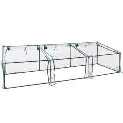 Sunnydaze Decor Sunnydaze 8 ft./11 in. W x 3 ft./2 in. x 2 ft./3 in. Clear Mini Slanted Cloche Greenhouse with Zippered Doors