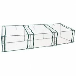 Sunnydaze Decor Sunnydaze 8 ft./11 in. W x 3 ft./2 in. x 2 ft./3 in. Clear Mini Slanted Cloche Greenhouse with Zippered Doors 14 Sunnydaze Decor Sunnydaze 8 ft./11 in. W x 3 ft./2 in. x 2 ft./3 in. Clear Mini Slanted Cloche Greenhouse with Zippered Doors -Sunnydaze Decor Sales sunnydaze decor portable greenhouses hgh 970 fa 1000