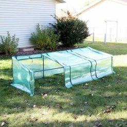 Sunnydaze Decor Sunnydaze 107 in. W x 38 in. D x 27 in. H Green Mini Slanted Cloche Greenhouse with Zippered Doors -Sunnydaze Decor Sales sunnydaze decor portable greenhouses hgh 987 31 1000
