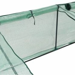 Sunnydaze Decor Sunnydaze 107 in. W x 38 in. D x 27 in. H Green Mini Slanted Cloche Greenhouse with Zippered Doors -Sunnydaze Decor Sales sunnydaze decor portable greenhouses hgh 987 4f 1000
