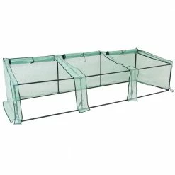 Sunnydaze Decor Sunnydaze 107 in. W x 38 in. D x 27 in. H Green Mini Slanted Cloche Greenhouse with Zippered Doors