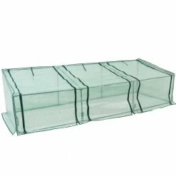 Sunnydaze Decor Sunnydaze 107 in. W x 38 in. D x 27 in. H Green Mini Slanted Cloche Greenhouse with Zippered Doors -Sunnydaze Decor Sales sunnydaze decor portable greenhouses hgh 987 76 1000