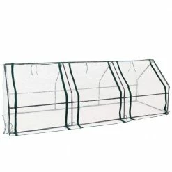 Sunnydaze Decor Sunnydaze 106 in. W x 34 in. D x 35.5 in. H PVC and Steel Seedling Cloche Mini Greenhouse with Zippered Doors - Clear 15 Sunnydaze Decor Sunnydaze 106 in. W x 34 in. D x 35.5 in. H PVC and Steel Seedling Cloche Mini Greenhouse with Zippered Doors - Clear -Sunnydaze Decor Sales sunnydaze decor portable greenhouses hgh 994 fa 1000