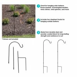 Sunnydaze Decor 48 in. Black Powder-Coated Steel Single Shepherd Hook (Set of 2) -Sunnydaze Decor Sales sunnydaze decor shepherd s hooks hmi 653 4f 1000
