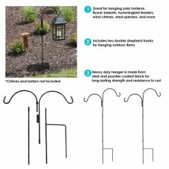 Sunnydaze Decor 48 in. Durable Powder-Coated Steel Double Shepherd Hook (Set of 2) -Sunnydaze Decor Sales sunnydaze decor shepherd s hooks hmi 677 4f 1000