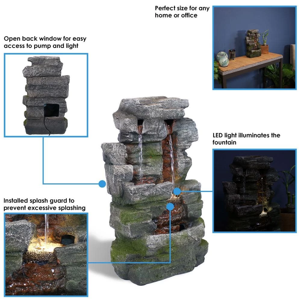 Sunnydaze Decor 14 in. Towering Cave Waterfall Indoor Tabletop Fountain with LED 3 Sunnydaze Decor 14 in. Towering Cave Waterfall Indoor Tabletop Fountain with LED - Image 3