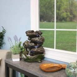Sunnydaze Decor 14 in. 5-Step Rock Falls Tabletop Fountain with LED Lights 11 Sunnydaze Decor 14 in. 5-Step Rock Falls Tabletop Fountain with LED Lights -Sunnydaze Decor Sales sunnydaze decor tabletop fountains dw 34112 1f 1000