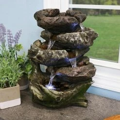 Sunnydaze Decor 14 in. 5-Step Rock Falls Tabletop Fountain with LED Lights 15 Sunnydaze Decor 14 in. 5-Step Rock Falls Tabletop Fountain with LED Lights -Sunnydaze Decor Sales sunnydaze decor tabletop fountains dw 34112 31 1000