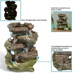 Sunnydaze Decor 14 in. 5-Step Rock Falls Tabletop Fountain with LED Lights 12 Sunnydaze Decor 14 in. 5-Step Rock Falls Tabletop Fountain with LED Lights -Sunnydaze Decor Sales sunnydaze decor tabletop fountains dw 34112 44 1000