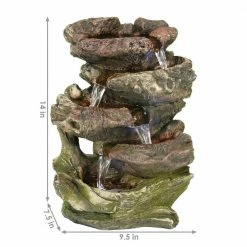 Sunnydaze Decor 14 in. 5-Step Rock Falls Tabletop Fountain with LED Lights 13 Sunnydaze Decor 14 in. 5-Step Rock Falls Tabletop Fountain with LED Lights -Sunnydaze Decor Sales sunnydaze decor tabletop fountains dw 34112 fa 1000