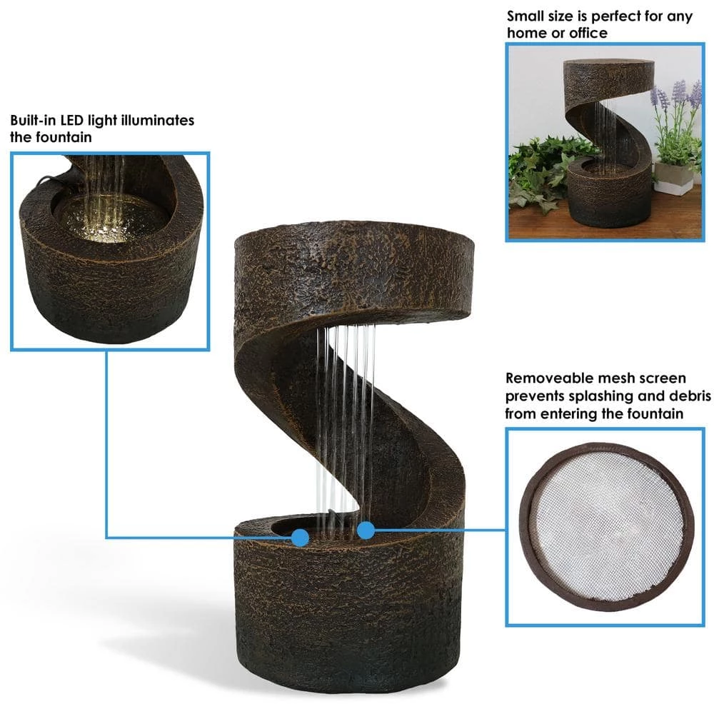 Sunnydaze Decor 13 in. Winding Showers Tabletop Water Fountain Feature with LED Light 4 Sunnydaze Decor 13 in. Winding Showers Tabletop Water Fountain Feature with LED Light - Image 4