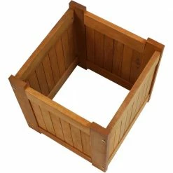 Sunnydaze Decor 16 in. Meranti Wood Outdoor Planter Box (Set of 2) -Sunnydaze Decor Sales teak oil finish sunnydaze decor planter boxes lam 608 44 1000
