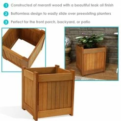 Sunnydaze Decor 16 in. Meranti Wood Outdoor Planter Box 14 Sunnydaze Decor 16 in. Meranti Wood Outdoor Planter Box -Sunnydaze Decor Sales teak oil sunnydaze decor planter boxes lam 592 76 1000