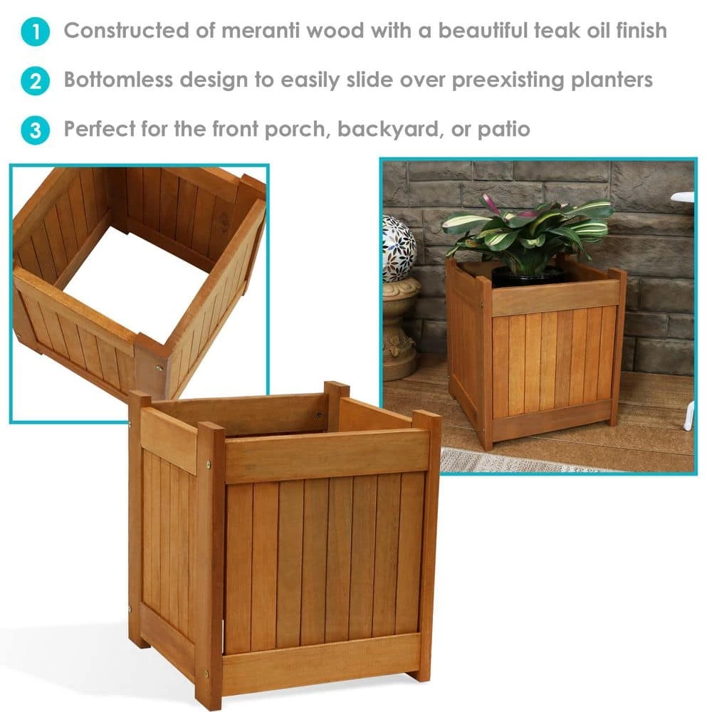 Sunnydaze Decor 16 in. Meranti Wood Outdoor Planter Box 7 Sunnydaze Decor 16 in. Meranti Wood Outdoor Planter Box - Image 7