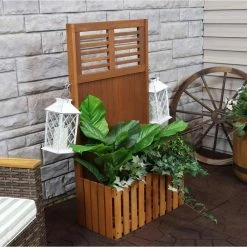 Sunnydaze Decor 44 in. Outdoor Garden Wood Planter Box with Privacy Screen -Sunnydaze Decor Sales teak oil sunnydaze decor planter boxes lam 676 31 1000