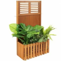 Sunnydaze Decor 44 in. Outdoor Garden Wood Planter Box with Privacy Screen -Sunnydaze Decor Sales teak oil sunnydaze decor planter boxes lam 676 4f 1000