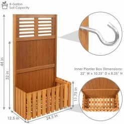 Sunnydaze Decor 44 in. Outdoor Garden Wood Planter Box with Privacy Screen -Sunnydaze Decor Sales teak oil sunnydaze decor planter boxes lam 676 76 1000