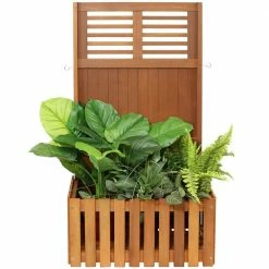 Sunnydaze Decor 44 in. Outdoor Garden Wood Planter Box with Privacy Screen -Sunnydaze Decor Sales teak oil sunnydaze decor planter boxes lam 676 fa 1000
