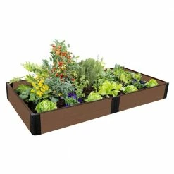 Frame It All One Inch Series 4 ft. x 8 ft. x 11 in. Uptown Brown Composite Raised Garden Bed