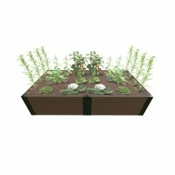 Frame It All 4 ft. x 8 ft. x 22 in. Uptown Brown Composite Raised Garden Bed - 1 in. Profile