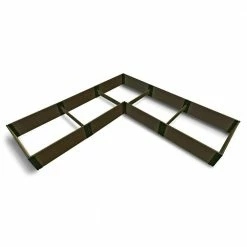 Frame It All 12 ft. x 12 ft. x 16.5 in. - 1 in. Profile Uptown Brown Tool-Free Composite Raised Garden Bed 'L' Shaped
