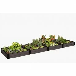 Frame It All Tool-Free 4 ft. x 16 ft. x 11 in. Weathered Wood Composite Raised Garden Bed -1 in. profile