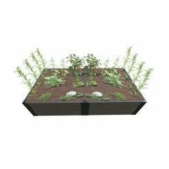 Frame It All 4 ft. x 8 ft. x 22 in. Weathered Wood Composite Raised Garden Bed - 1 in. Profile