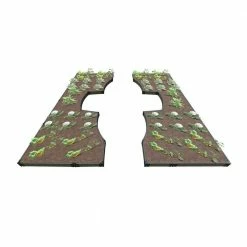 Frame It All 14 ft. x 16 ft. x 5.5 in. Weathered Wood Composite Walk-Through Inner Roboto Raised Garden Bed - 1 in. Profile