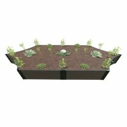 Frame It All 6 ft. x 16 ft. x 16.5 in. Weathered Wood Composite Silver Salver Scalloped Raised Garden Bed - 1 in. Profile