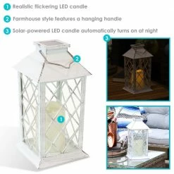 Sunnydaze Decor 11 in. White Concord Outdoor Solar LED Candle Lantern (Set of 2) 12 Sunnydaze Decor 11 in. White Concord Outdoor Solar LED Candle Lantern (Set of 2) -Sunnydaze Decor Sales whites sunnydaze decor citronella candles torches for 395 2pk 1d 1000