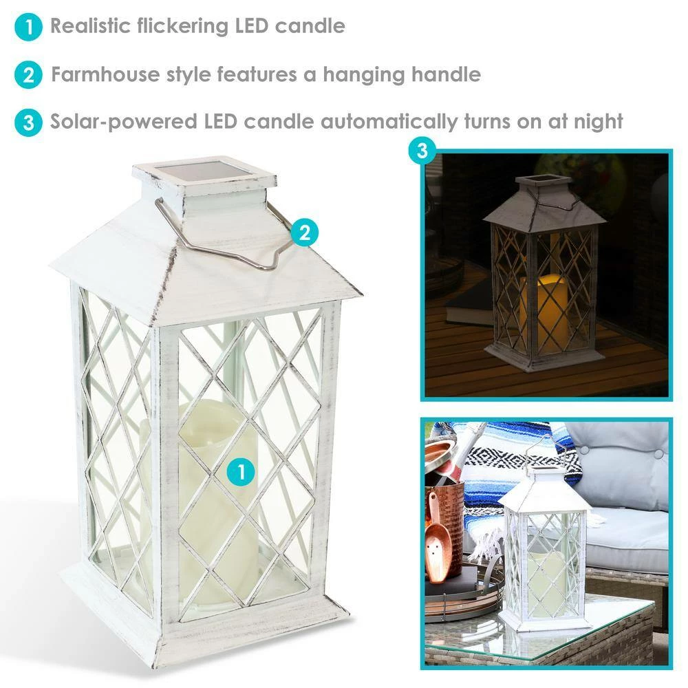Sunnydaze Decor 11 in. White Concord Outdoor Solar LED Candle Lantern (Set of 2) 3 Sunnydaze Decor 11 in. White Concord Outdoor Solar LED Candle Lantern (Set of 2) - Image 3