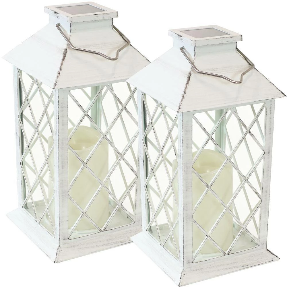 Sunnydaze Decor 11 in. White Concord Outdoor Solar LED Candle Lantern (Set of 2) 2 Sunnydaze Decor 11 in. White Concord Outdoor Solar LED Candle Lantern (Set of 2) - Image 2