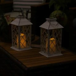 Sunnydaze Decor 11 in. White Concord Outdoor Solar LED Candle Lantern (Set of 2) 13 Sunnydaze Decor 11 in. White Concord Outdoor Solar LED Candle Lantern (Set of 2) -Sunnydaze Decor Sales whites sunnydaze decor citronella candles torches for 395 2pk 66 1000
