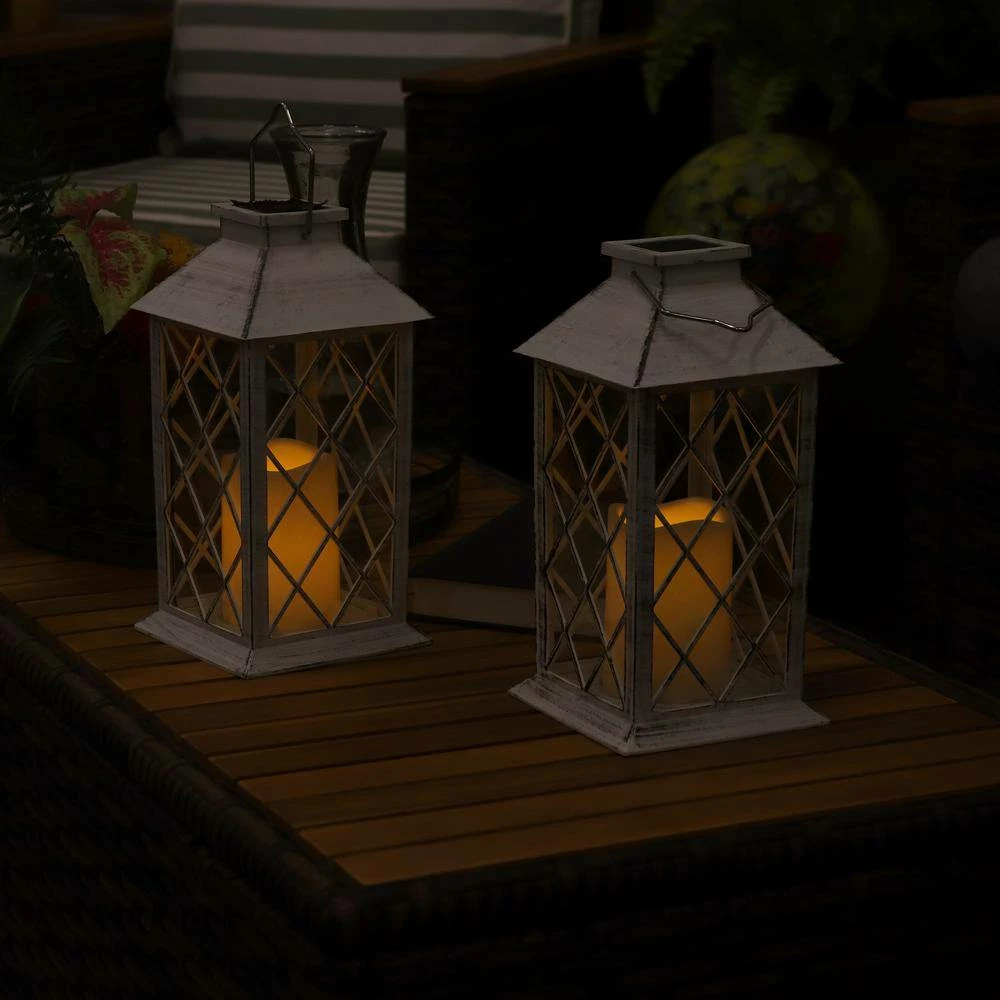 Sunnydaze Decor 11 in. White Concord Outdoor Solar LED Candle Lantern (Set of 2) 4 Sunnydaze Decor 11 in. White Concord Outdoor Solar LED Candle Lantern (Set of 2) - Image 4