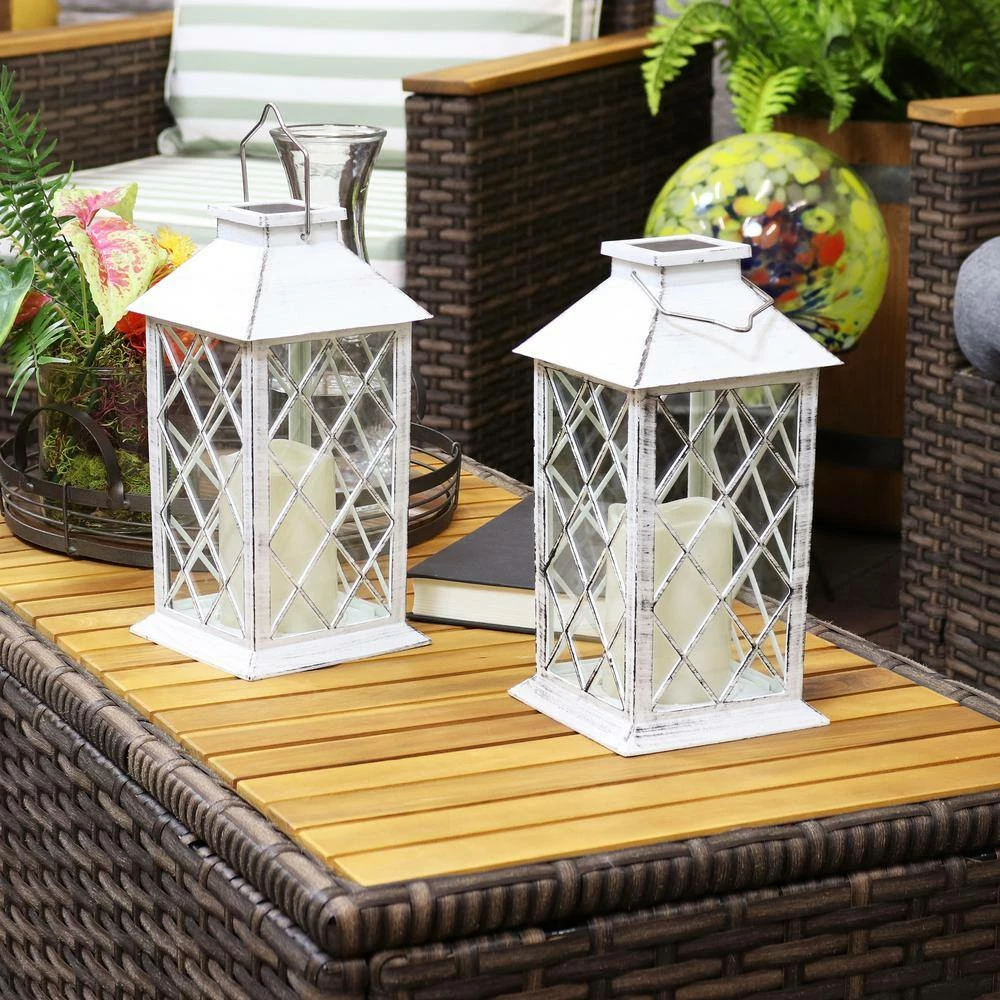 Sunnydaze Decor 11 in. White Concord Outdoor Solar LED Candle Lantern (Set of 2) 10 Sunnydaze Decor 11 in. White Concord Outdoor Solar LED Candle Lantern (Set of 2) - Image 10