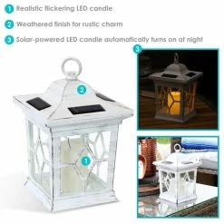 Sunnydaze Decor Lucien 9 in. White Outdoor Solar LED Candle Lantern (Set of 2) -Sunnydaze Decor Sales whites sunnydaze decor citronella candles torches for 785 2pk 1d 1000