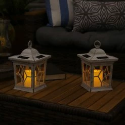 Sunnydaze Decor Lucien 9 in. White Outdoor Solar LED Candle Lantern (Set of 4) 12 Sunnydaze Decor Lucien 9 in. White Outdoor Solar LED Candle Lantern (Set of 4) -Sunnydaze Decor Sales whites sunnydaze decor citronella candles torches for 785 4pk 1d 1000