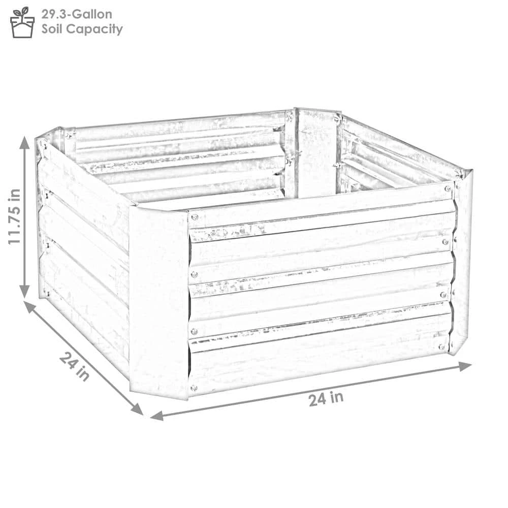Sunnydaze Decor 24 in. Square Woodgrain Galvanized Steel Raised Bed 3 Sunnydaze Decor 24 in. Square Woodgrain Galvanized Steel Raised Bed - Image 3