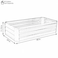 Sunnydaze Decor 48 in. Rectangle Woodgrain Galvanized Steel Raised Bed -Sunnydaze Decor Sales woodgrain sunnydaze decor raised planter boxes hb 536 4f 1000