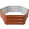 Sunnydaze Decor 40 in. Hexagon Woodgrain Galvanized Steel Raised Bed