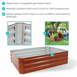 Sunnydaze Decor 47 in. Rectangle Woodgrain Galvanized Steel Raised Bed -Sunnydaze Decor Sales woograin sunnydaze decor raised planter boxes hb 451 76 1000
